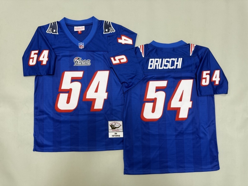 Men 2025 New England Patriots #54 Bruschi Blue Throwback Limited NFL Jersey style 002->new england patriots->NFL Jersey
